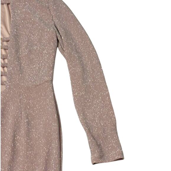 NWT Bebe Jumpsuit - Pink Sparkle - Plunge Neckline Cut-outs - Medium - Picture 9 of 15